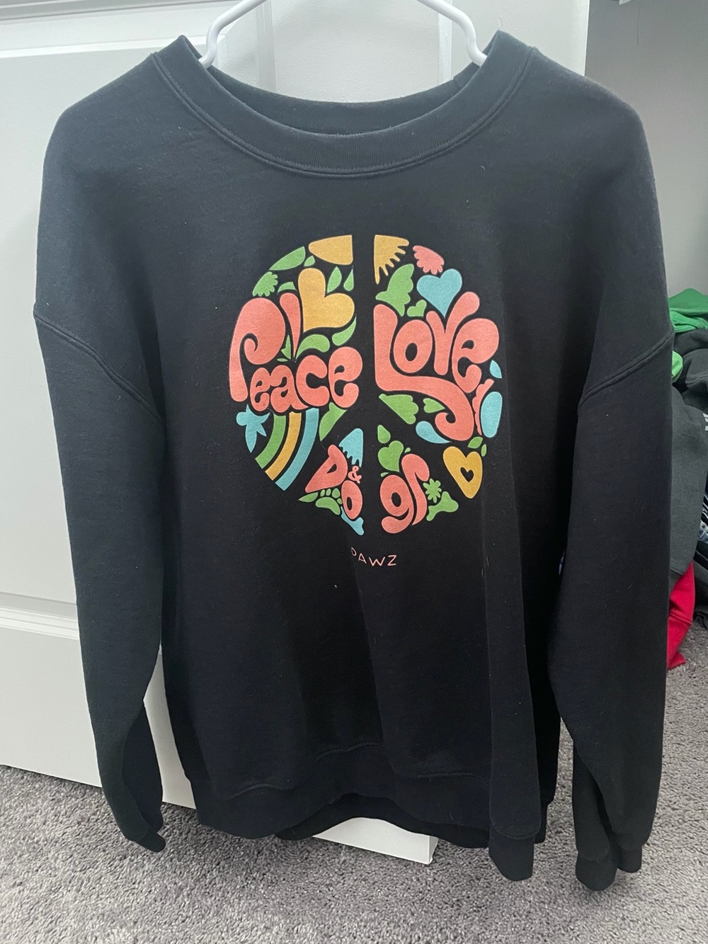 Black Peace & Love Graphic Sweatshirt - Women's